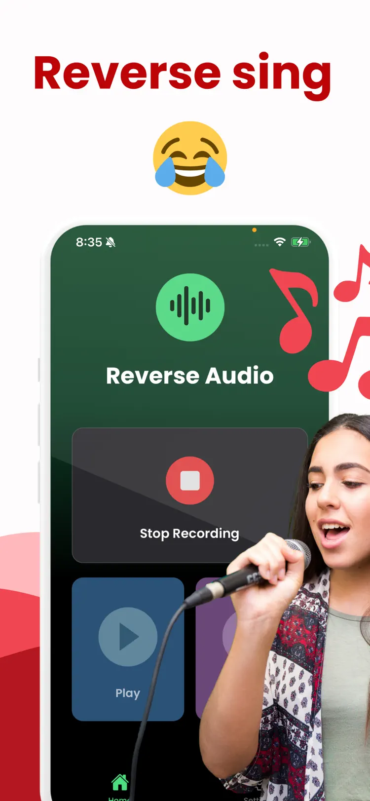 Reverse Sing - Audio Reverse main tools and options on iPhone