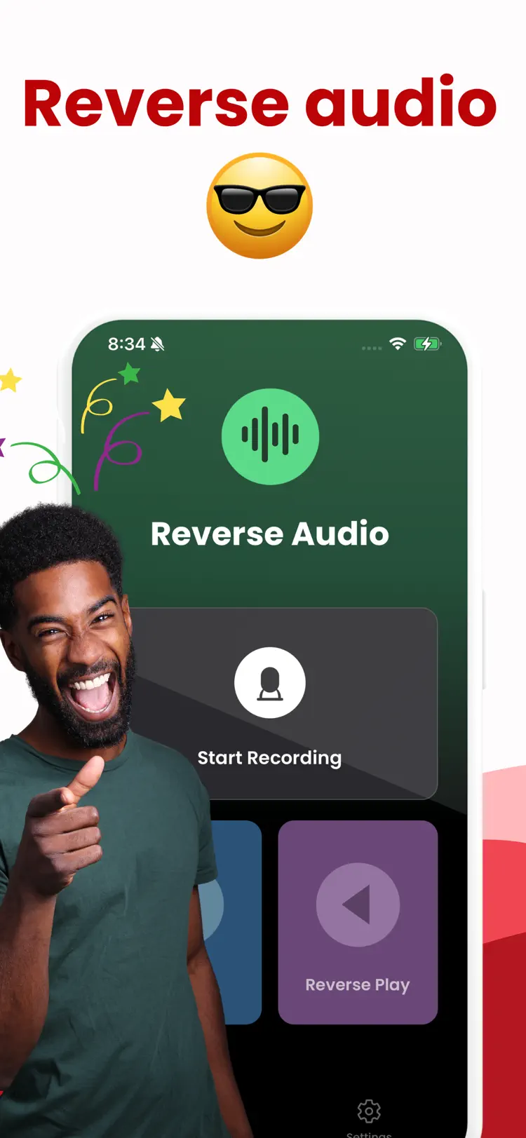 Reverse Sing - Audio Reverse settings and feature screen