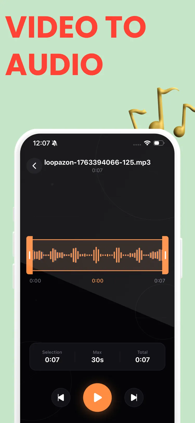 Ringtone Maker & Extract Audio workflow and result preview