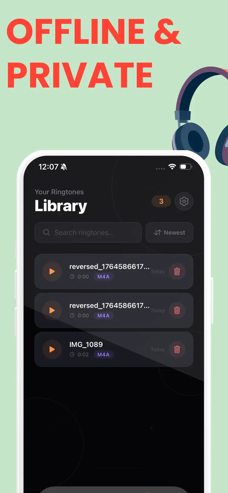 Ringtone Maker & Extract Audio settings and feature screen