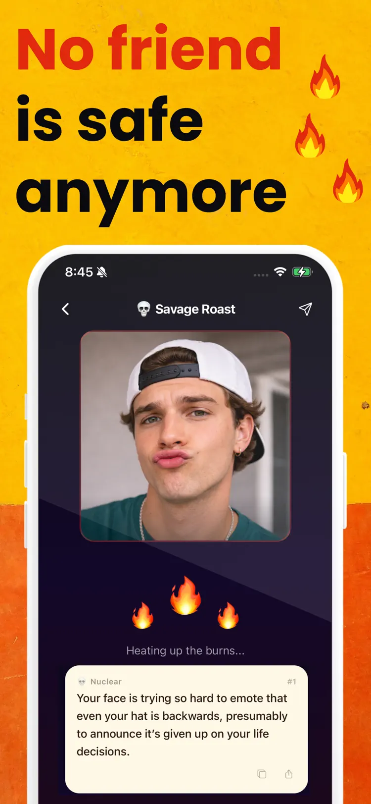 Roast Bot & AI Roast Generator main tools and options on iPhone