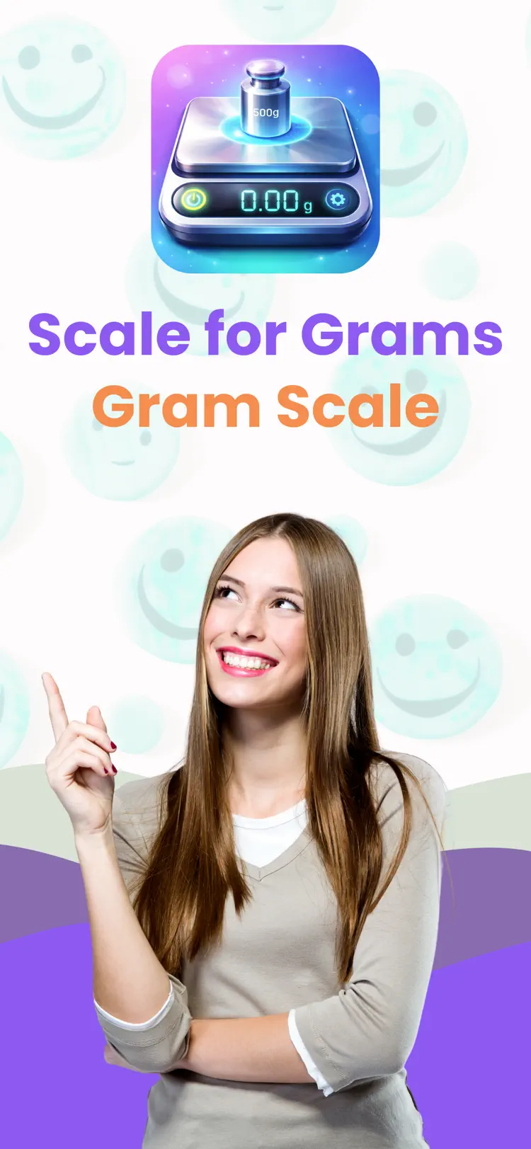 Scale For Grams: Gram Scale iPhone app screen for estimate and track weights in grams