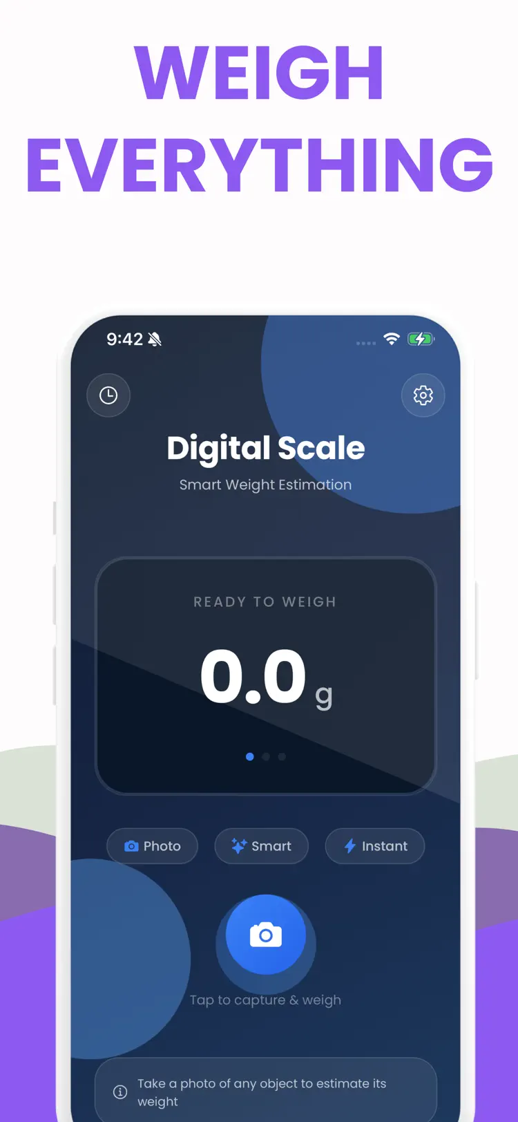 Scale For Grams: Gram Scale main tools and options on iPhone