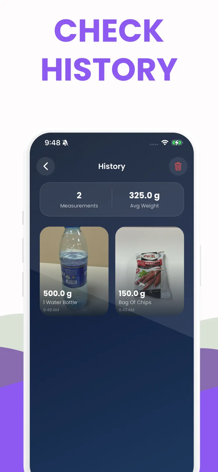 Scale For Grams: Gram Scale settings and feature screen