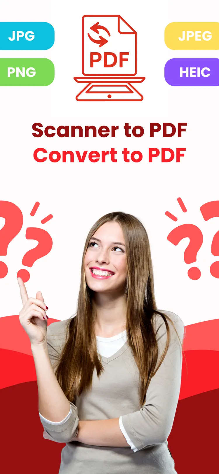 Scanner to PDF: Convert to PDF iPhone app screen for scan documents into PDF files