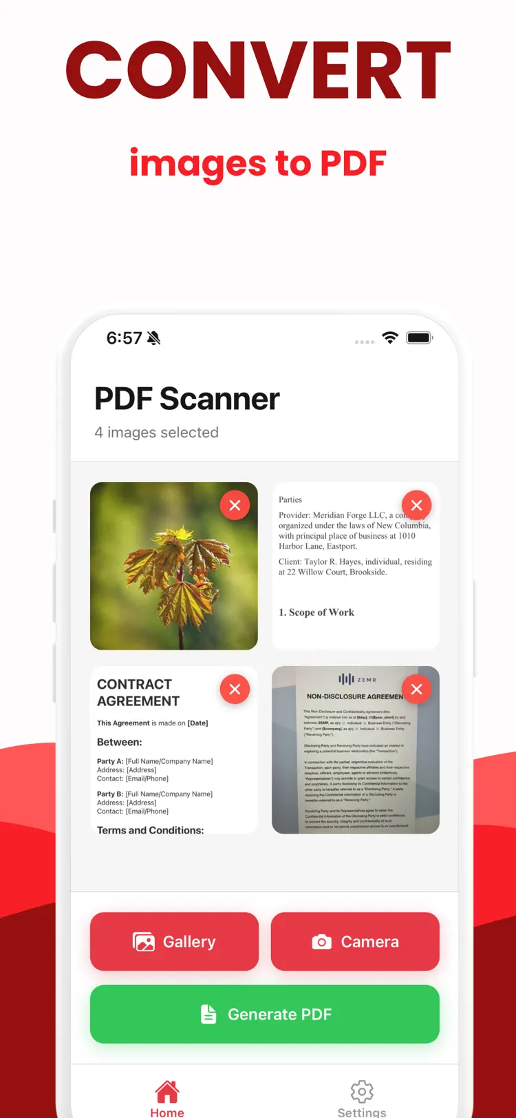 Scanner to PDF: Convert to PDF workflow and result preview