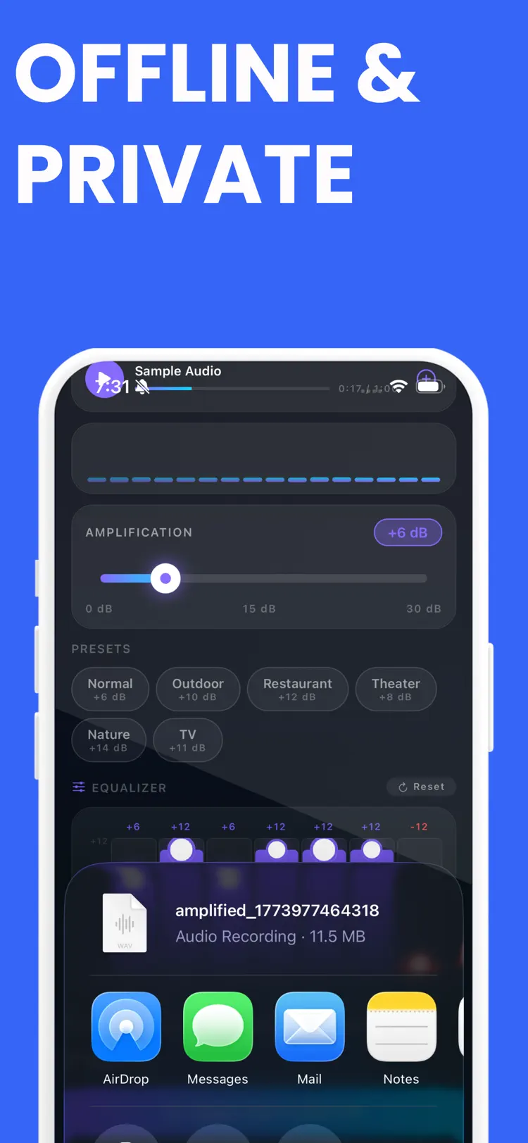 Sound Amplifier: Volume Boost settings and feature screen