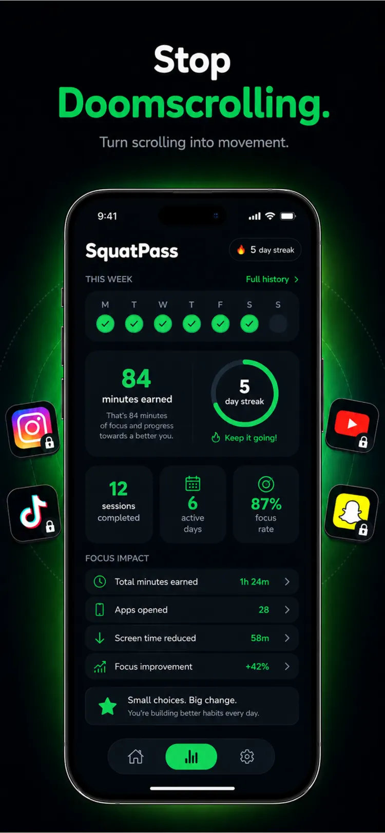 SquatPass: Exercise To Scroll workflow and result preview