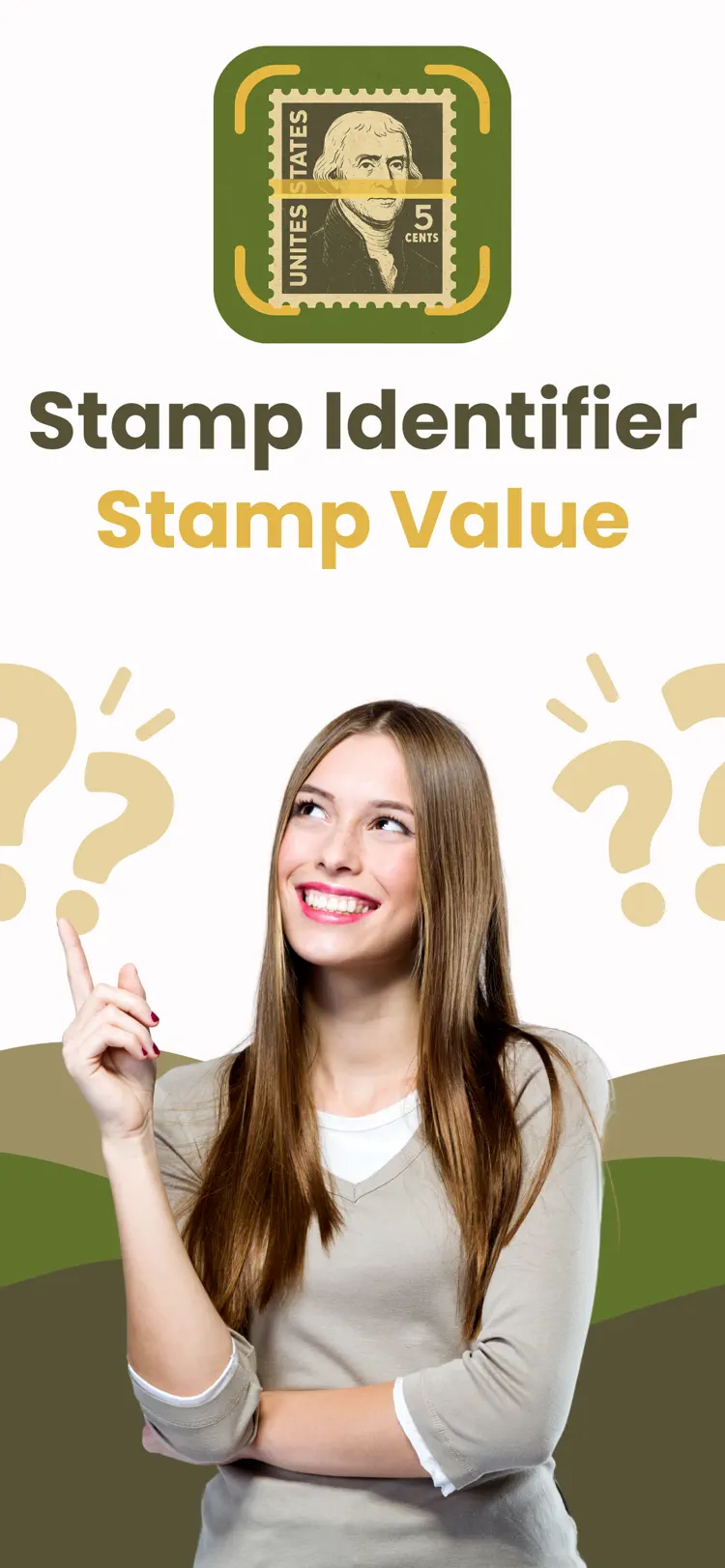 Stamp Identifier · Stamp Value iPhone app screen for identify items and review useful details