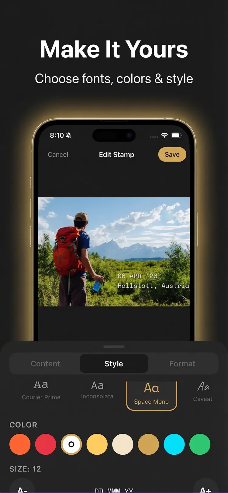 Timestamp Camera - Photo Date workflow and result preview