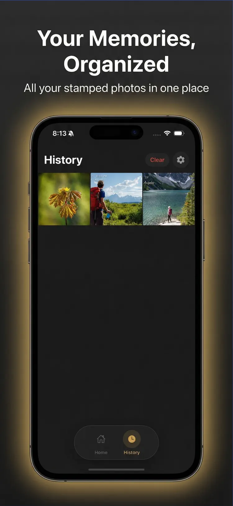 Timestamp Camera - Photo Date saved results and sharing options