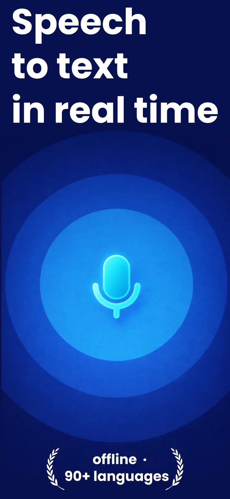 Transcribe Speech to Text Note iPhone app screen for transcribe speech, audio, and video