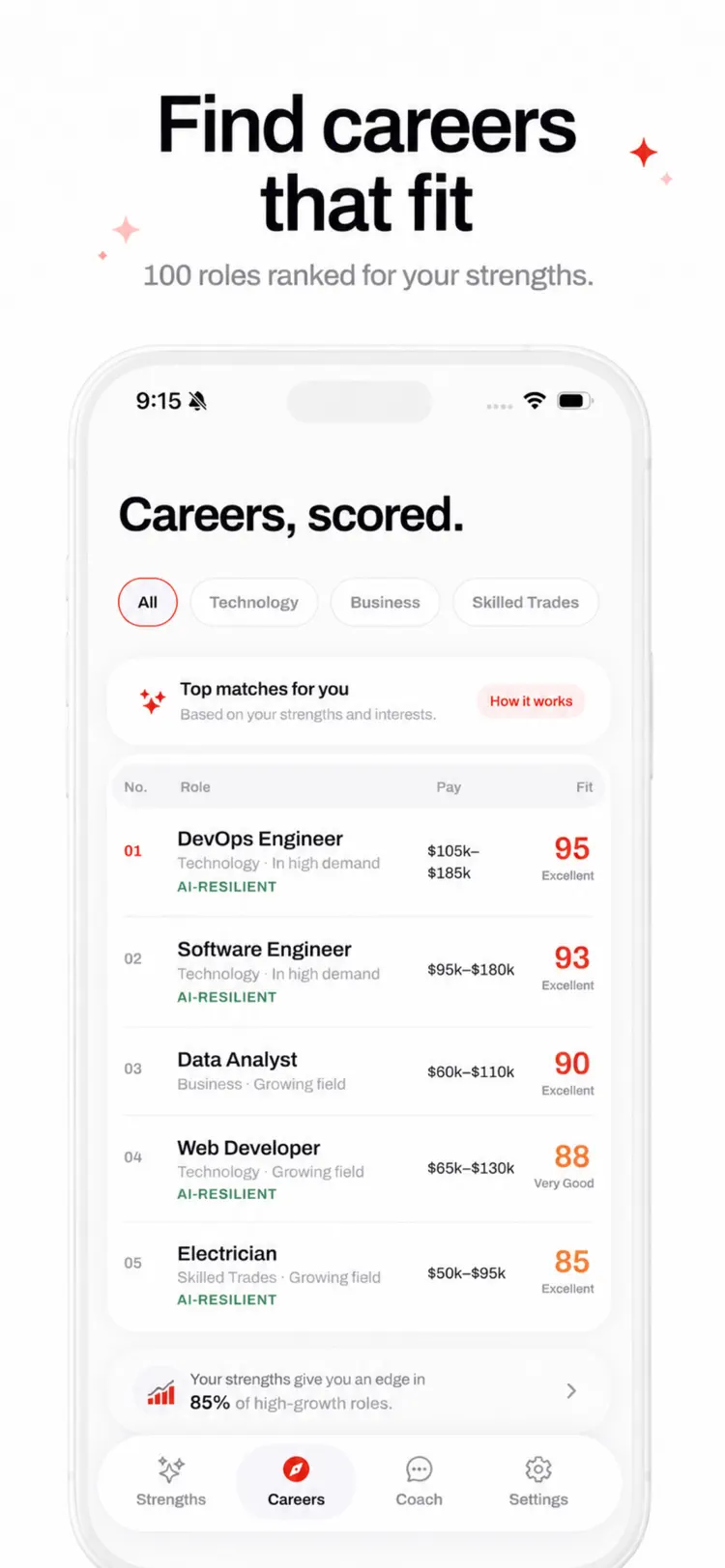 Personality Tests: Truepath main tools and options on iPhone