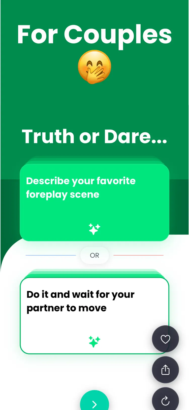 Truth or Dare: Dirty Pranks saved results and sharing options