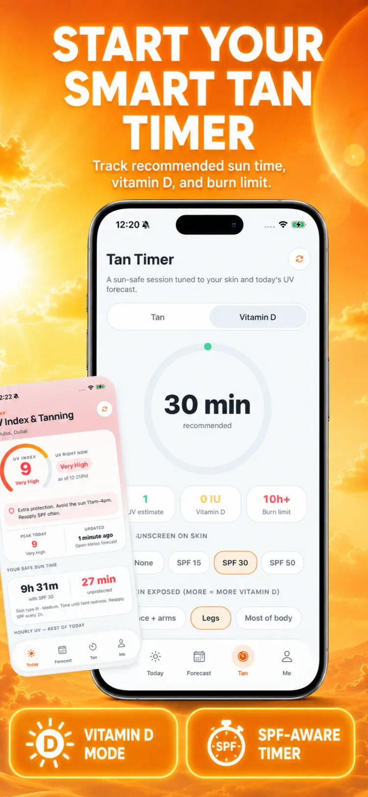 UV Index & Tanning saved results and sharing options