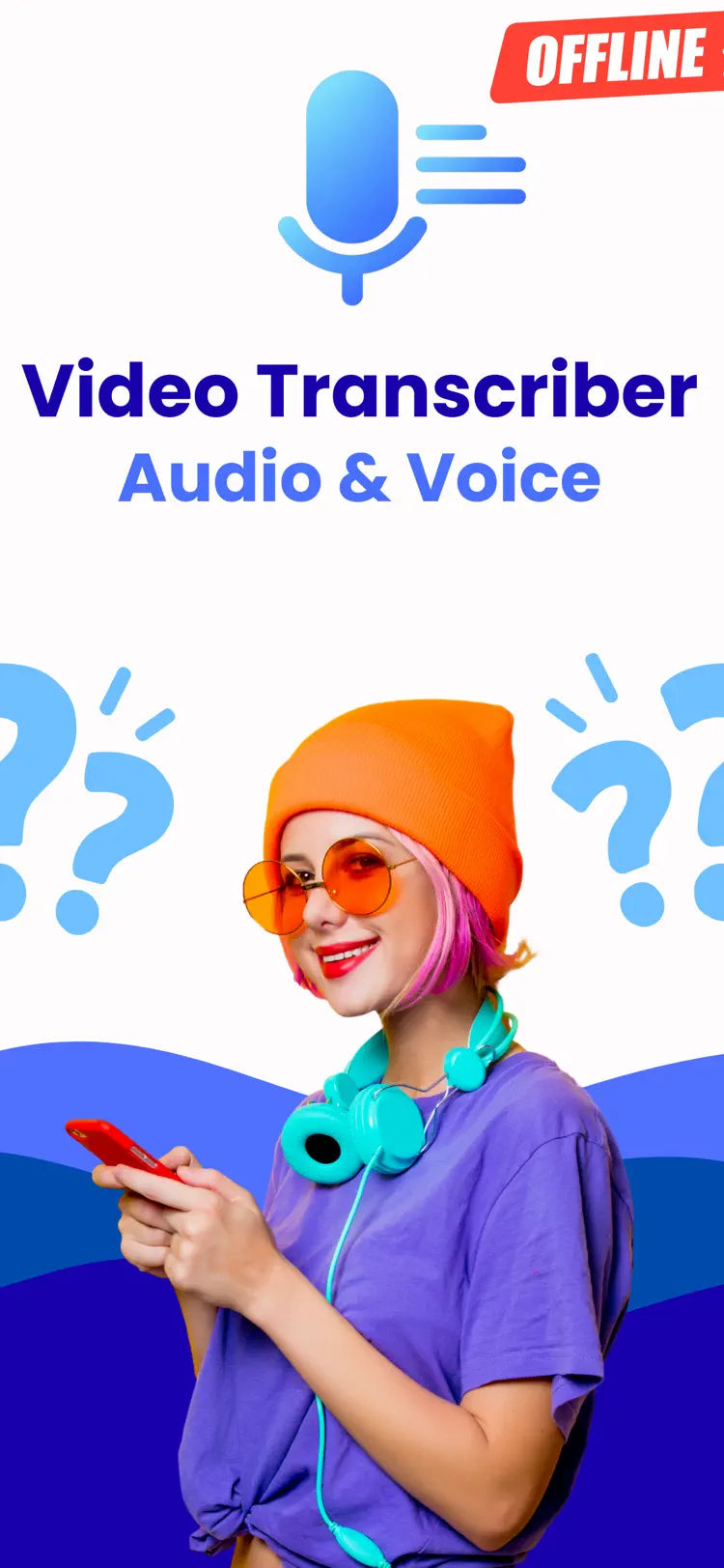 Video Transcriber: Audio Voice iPhone app screen for transcribe speech, audio, and video