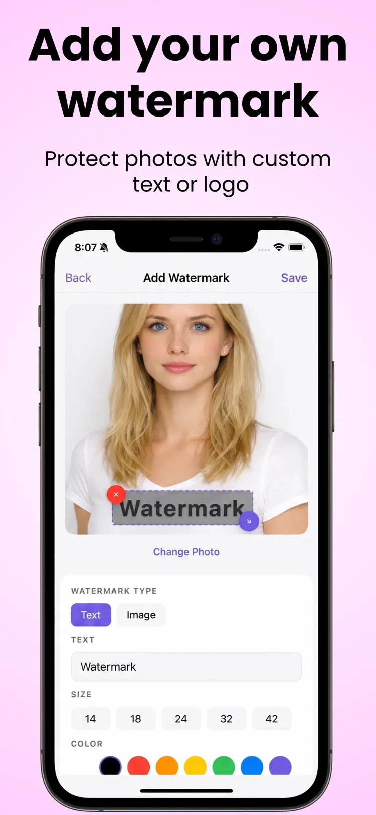 Watermark Maker: Erase Objects main tools and options on iPhone