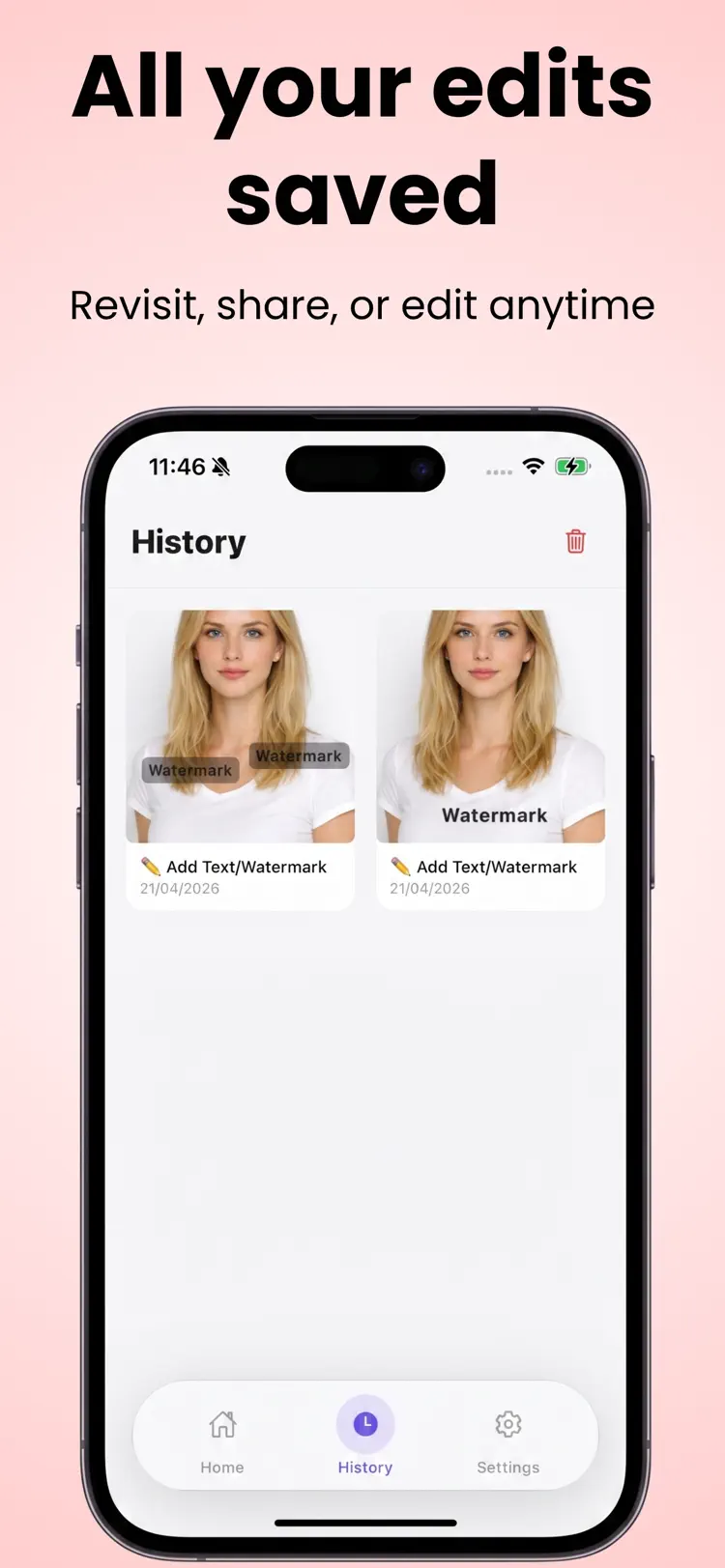 Watermark Maker: Erase Objects settings and feature screen