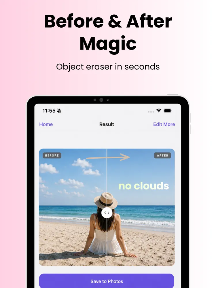 Watermark Maker: Erase Objects saved results and sharing options