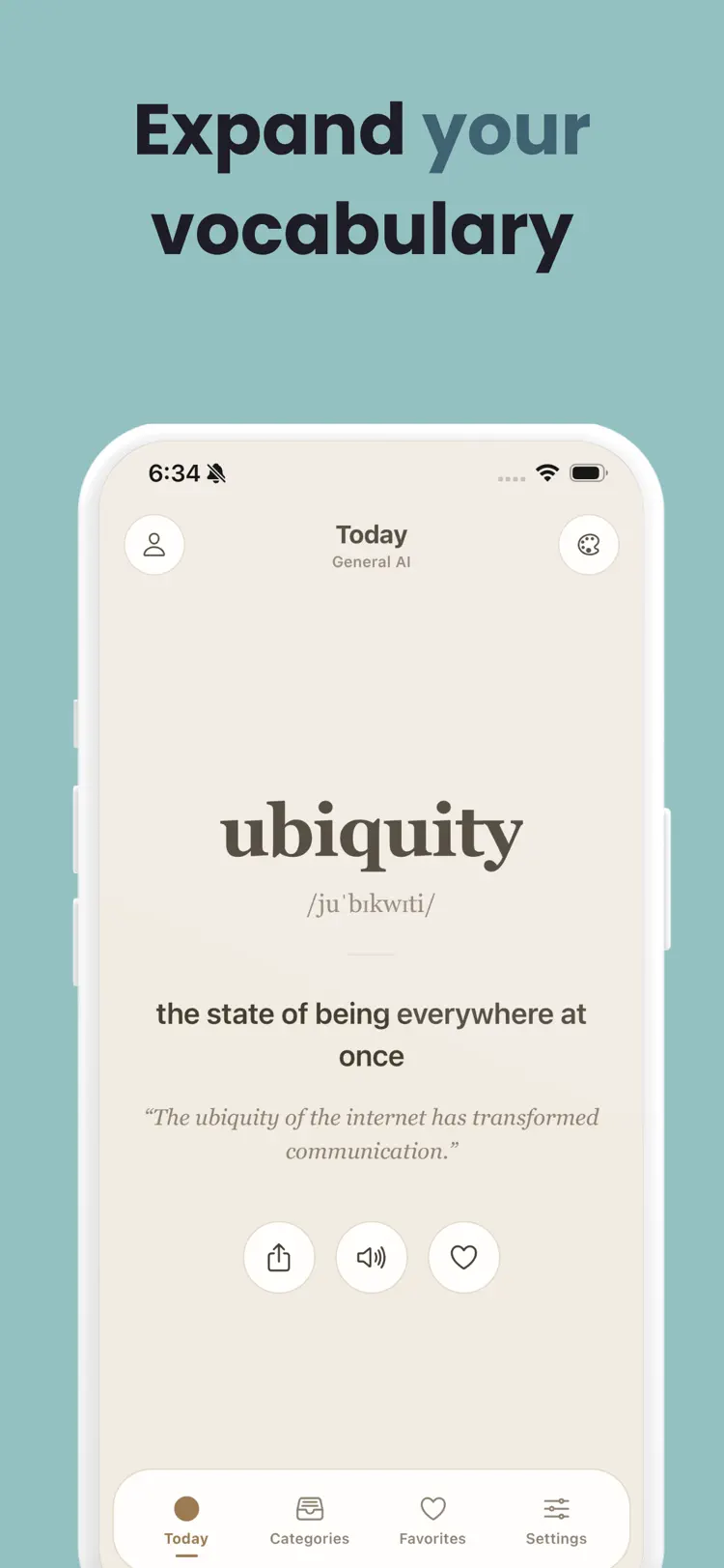 Word of the Day・Vocabulary Pro iPhone app screen for learn new vocabulary every day