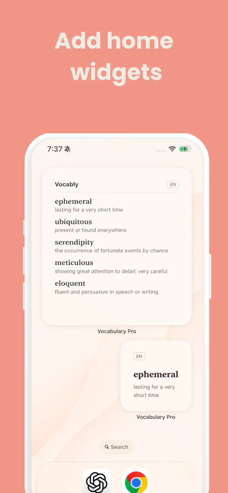 Word of the Day・Vocabulary Pro saved results and sharing options