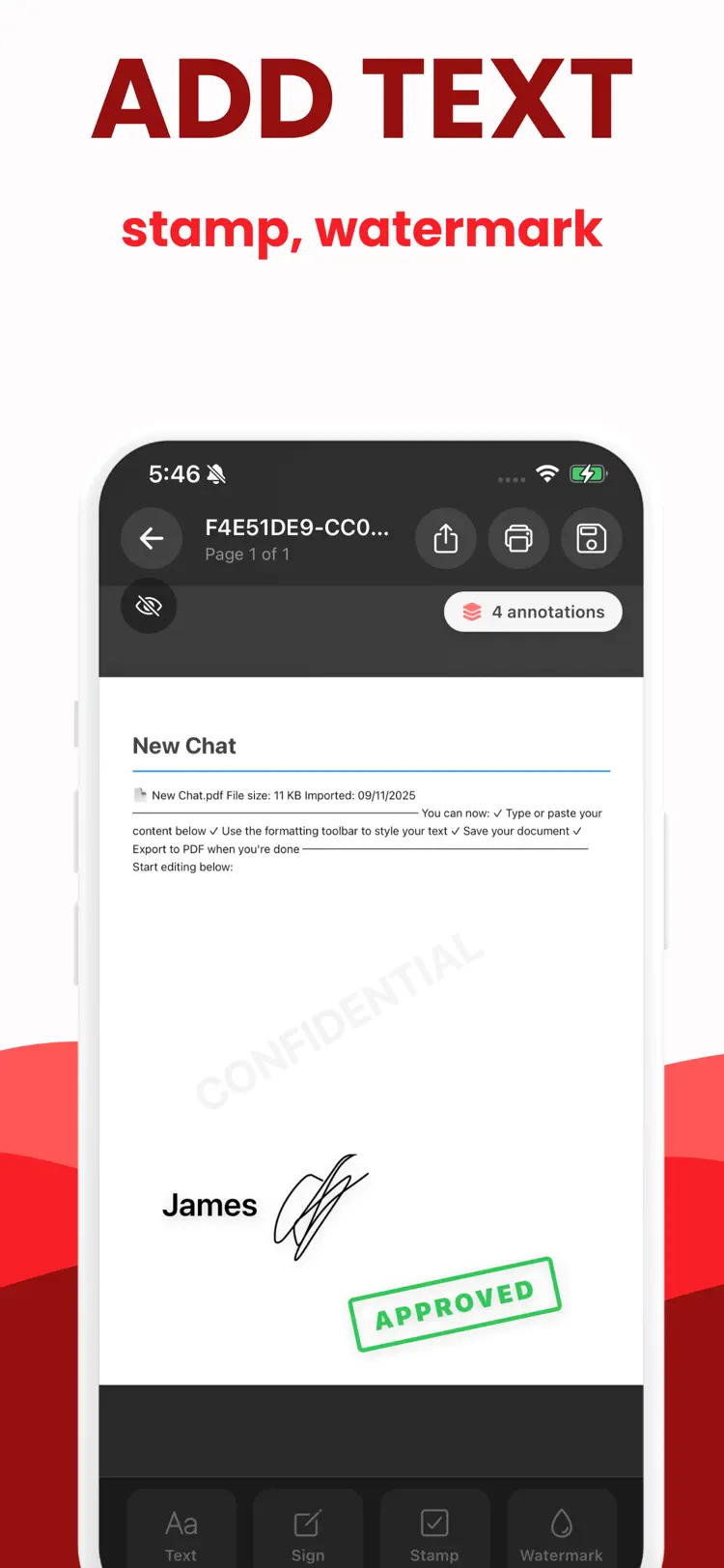 Write on PDF: Print to PDF workflow and result preview