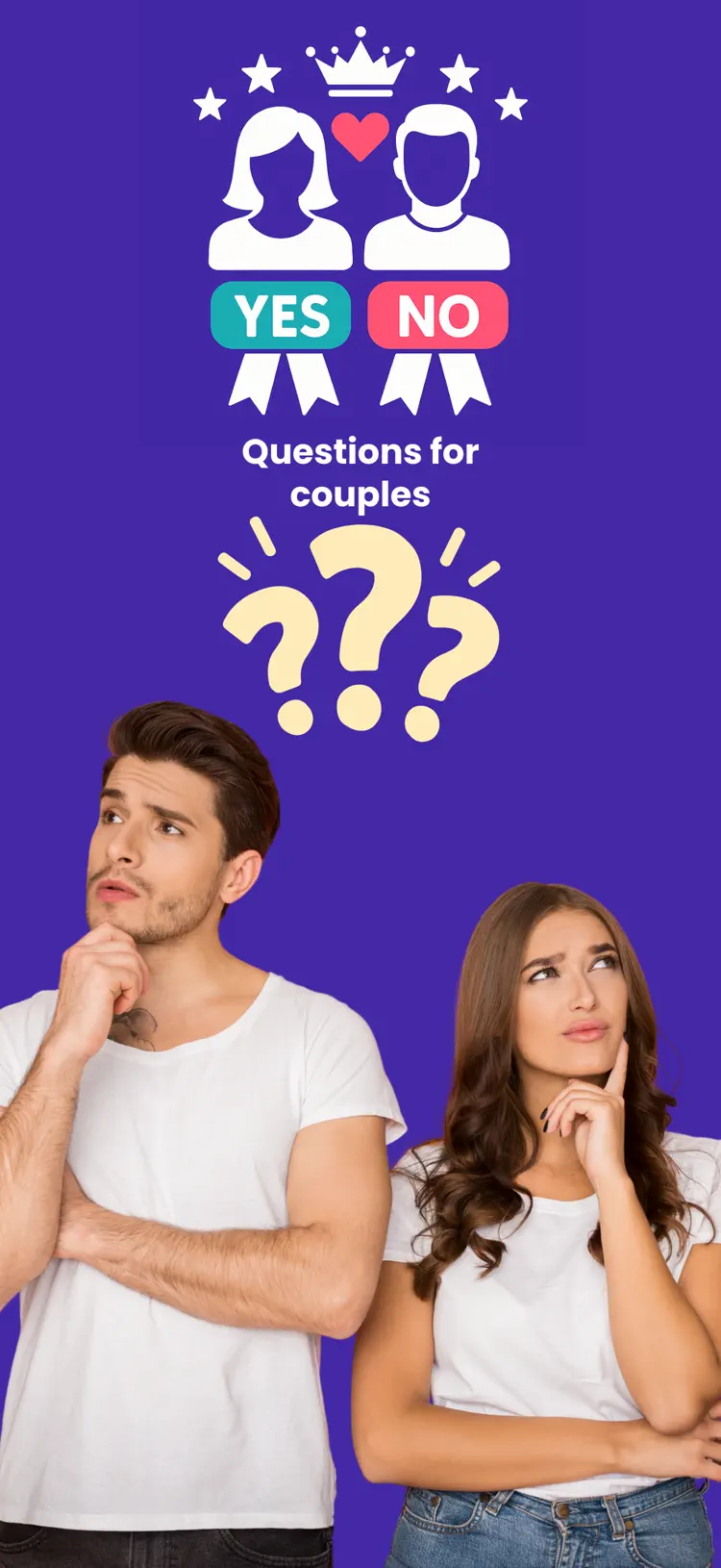 Yes or No: Couples Questions iPhone app screen for play a couples question game
