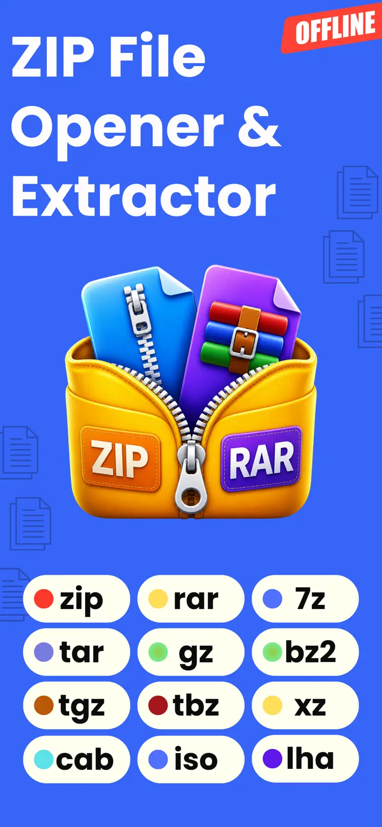 ZIP File Opener - UNZIP file iPhone app screen for open and extract ZIP files