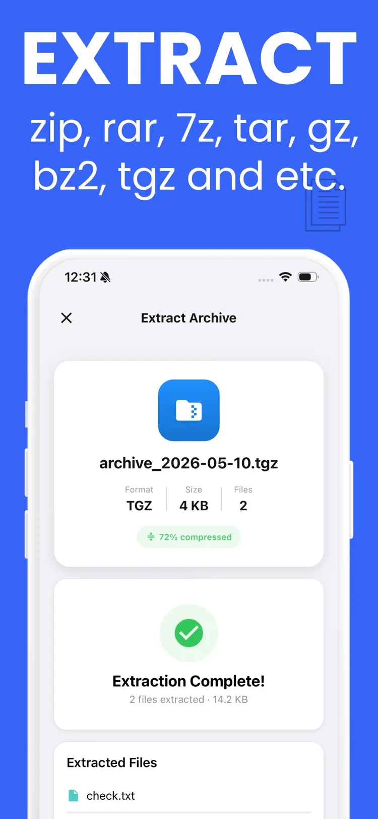 ZIP File Opener - UNZIP file workflow and result preview