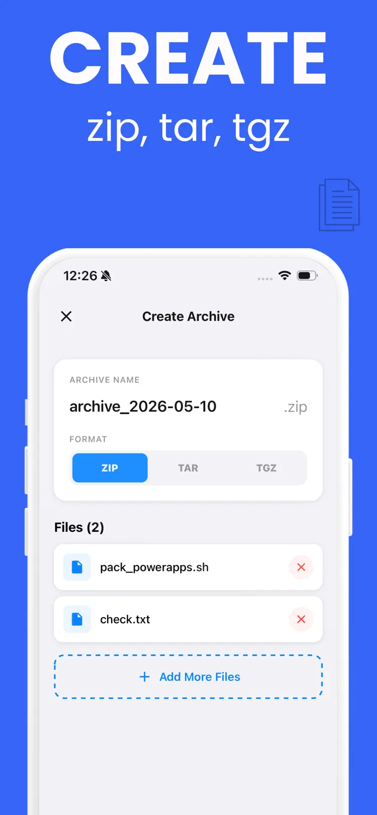 ZIP File Opener - UNZIP file settings and feature screen